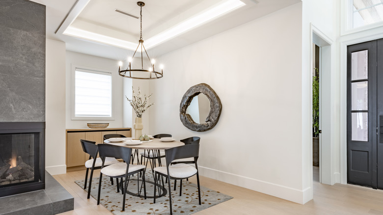 Light pendants with bamboo shades.