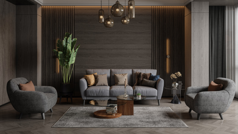 Brown and gray living room