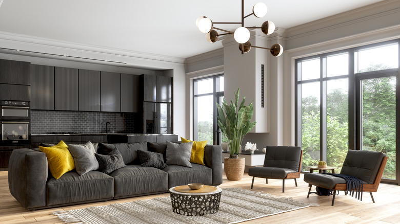 black living room decor