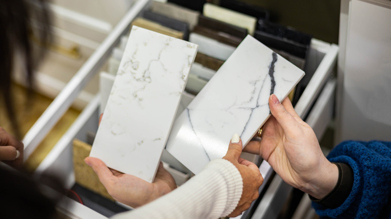 Someone shopping for tile