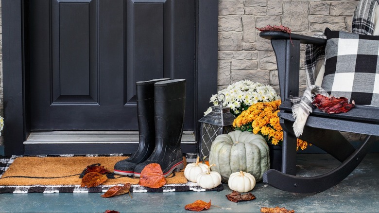 Front porch with fall decor