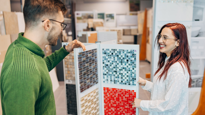 People shopping for tile