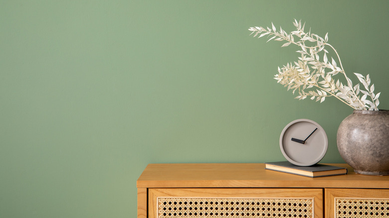Closeup of a minimalist bedside table