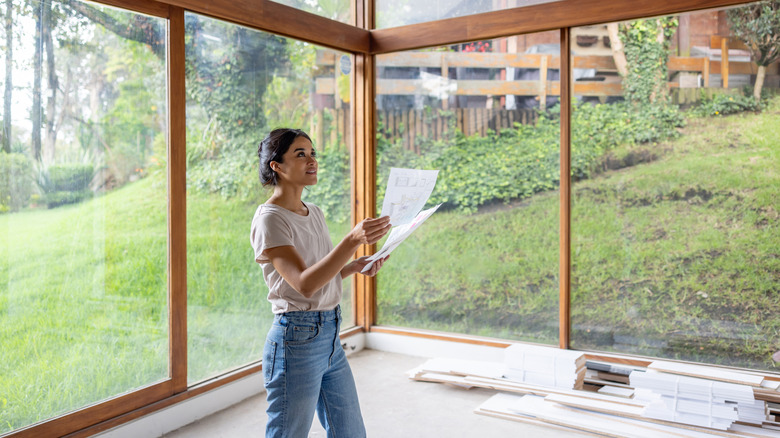 A designer checking out an indoor space