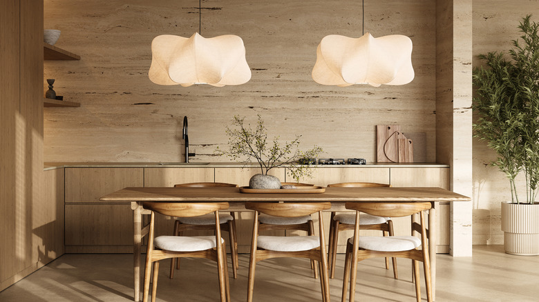 A gorgeous kitchen with many nature-inspired design elements