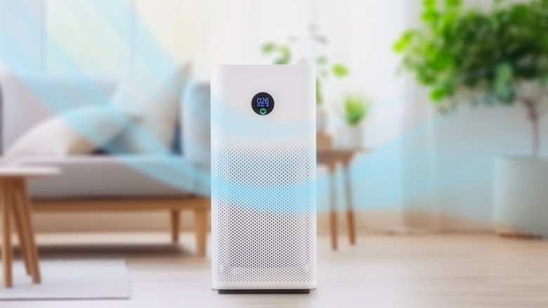 Air purifier in living room