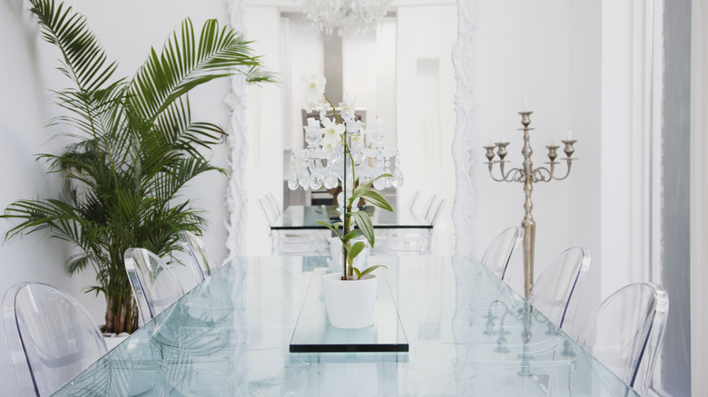 Dining room with acrylic table and chair set