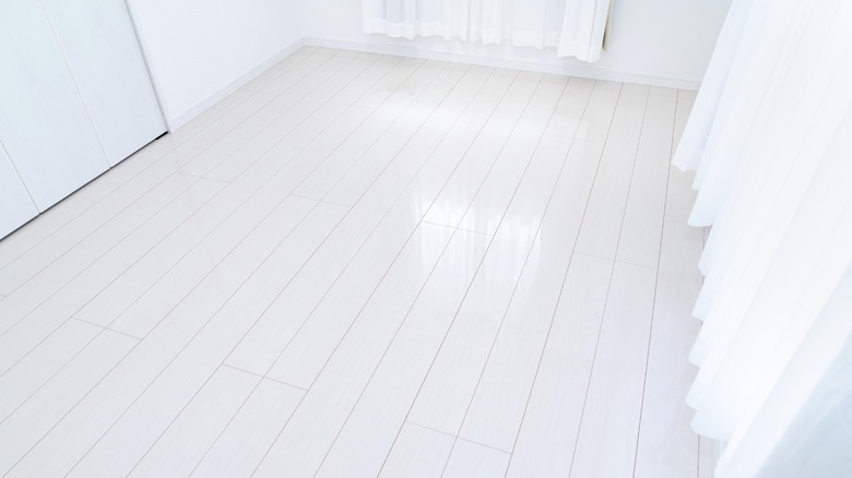 White painted wood floor in home