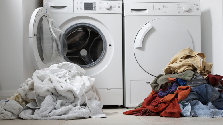 washing machine with clothes separated