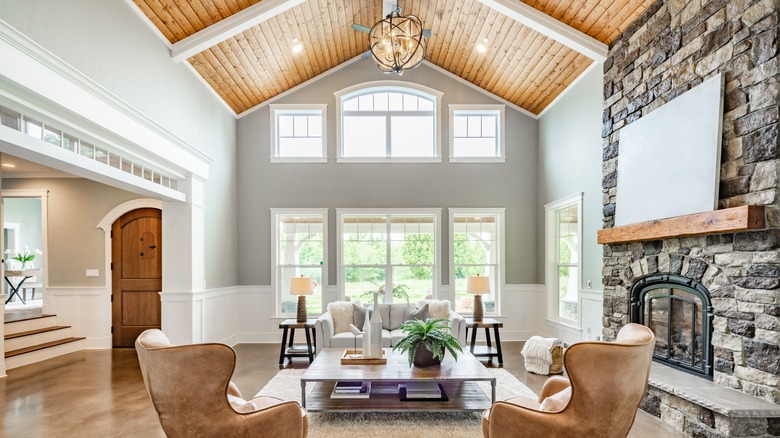 chic vaulted ceiling over room