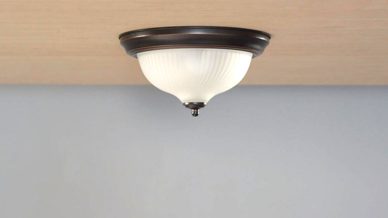 Close up of a flush mount dome light.