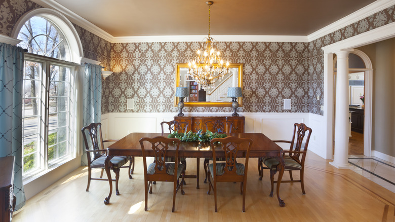 An outdated formal dining room