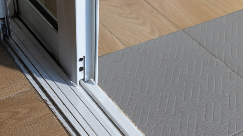 open sliding door and visible track