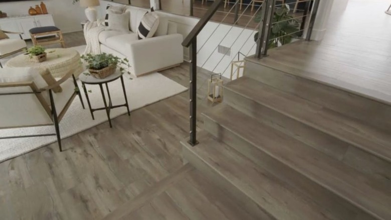 Wooden flooring in living area
