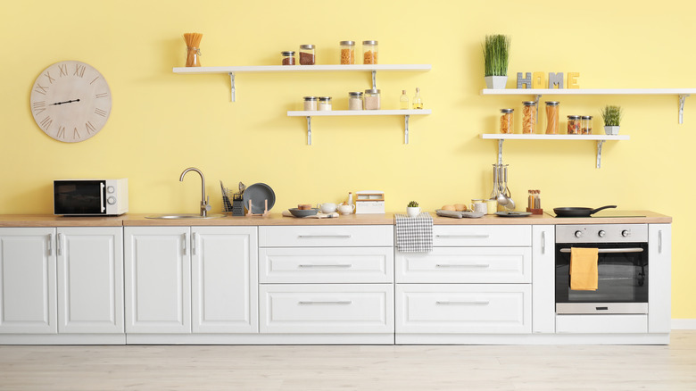 kitchen with soft yellow walls
