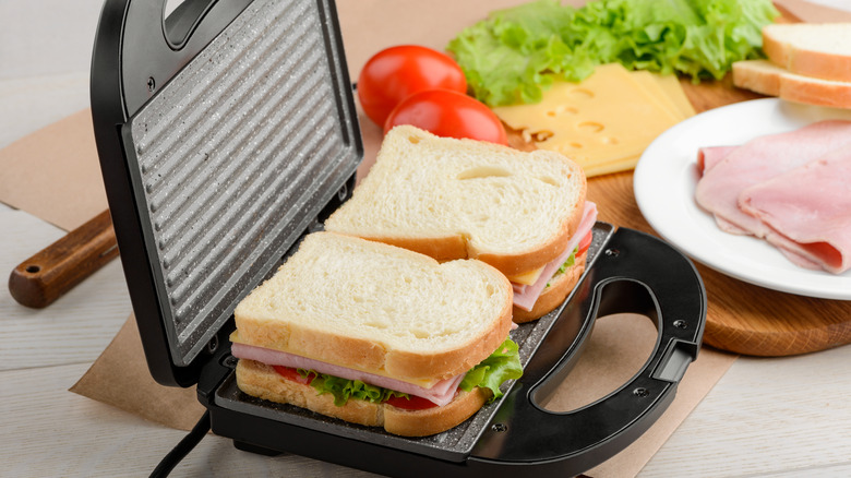 Sandwich in a panini press