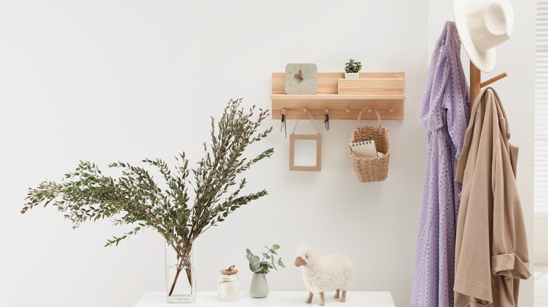 White and wood entryway