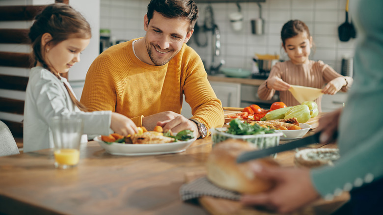 Family eating dinner