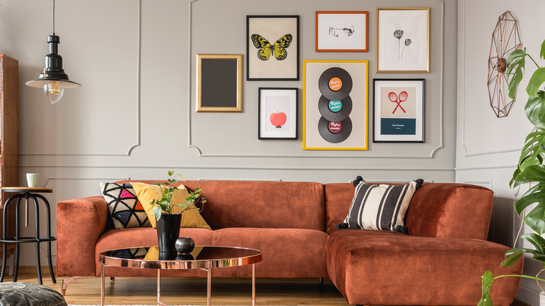 living room with gallery wall