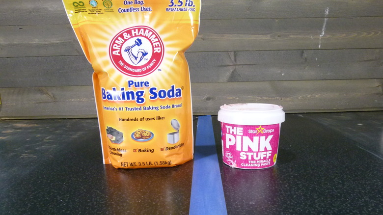 Pink Stuff beside Baking Soda