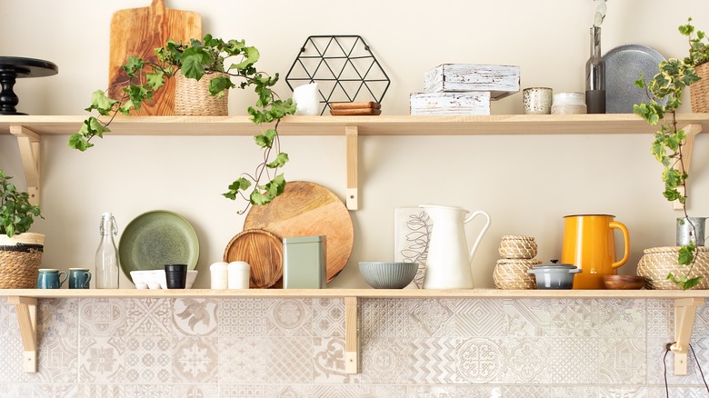 shelves full of household decor