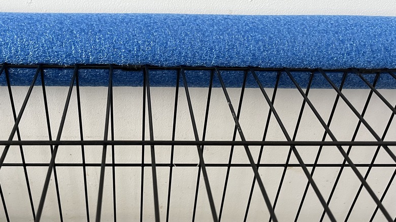 Pool noodle on dog crate