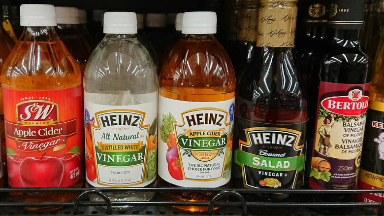 bottles of vinegar on shelf