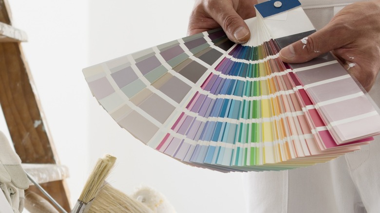 Multicolored paint samples fanned out