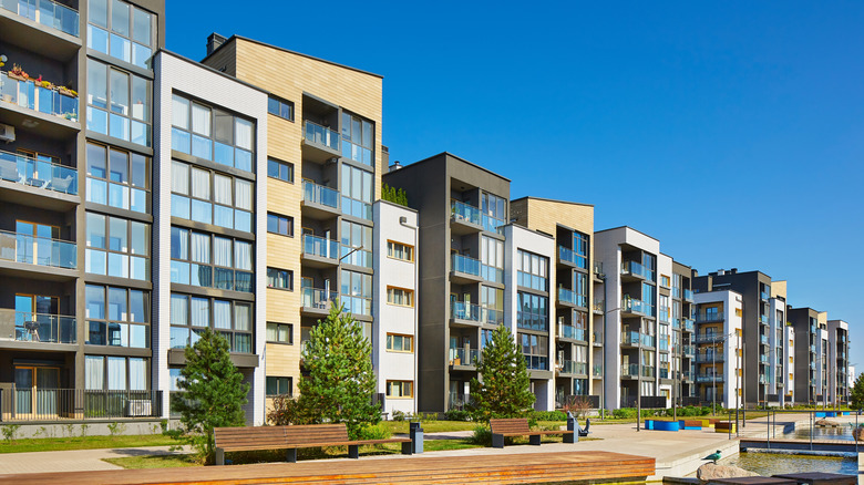 Rows of apartment complexes