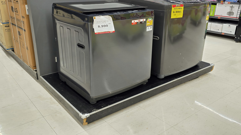 Samsung washing machines on display at the store
