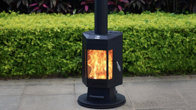 The FlamePro 81-inch pellet-fed winter patio heater