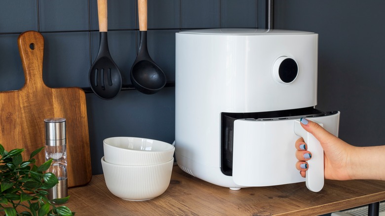 Opening an air fryer