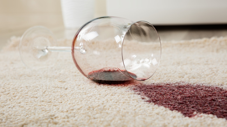 Wine spilled on carpet