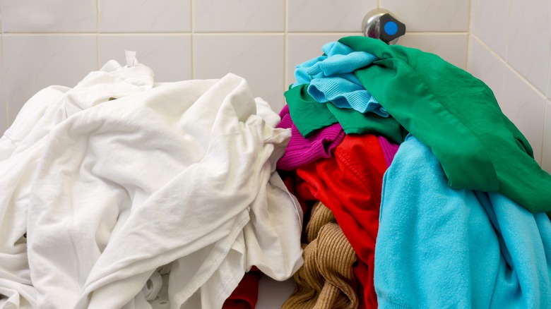 Separated white and colored laundry
