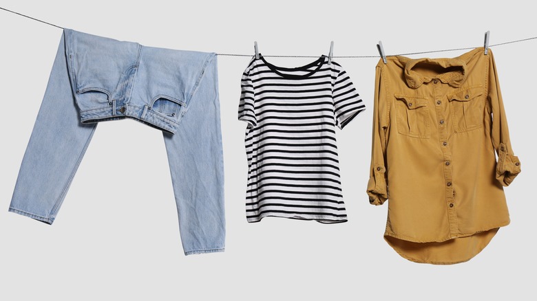 Jeans & clothes on clothesline