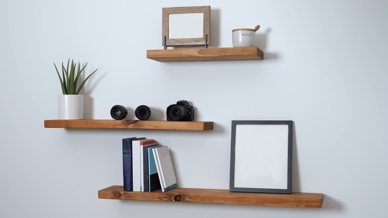 Three floating shelves