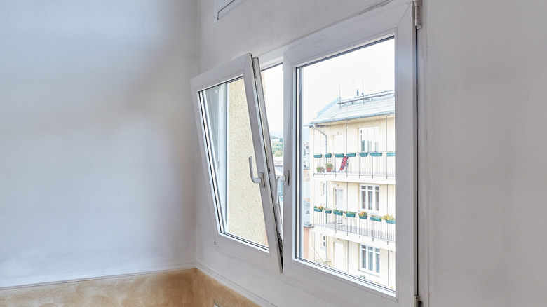 European tilt and turn window open at the top