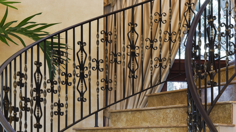 Interior iron stair railings