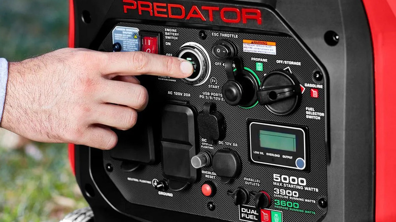 The control panel of Harbor Freight's 5000W Predator generator