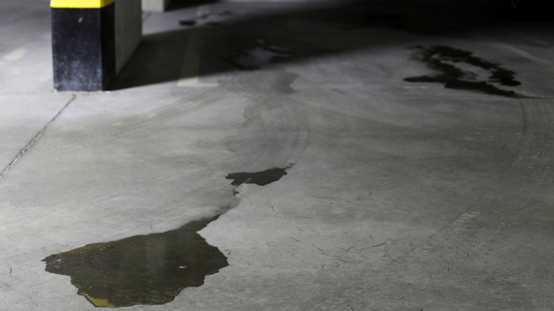 gas spill on a garage floor
