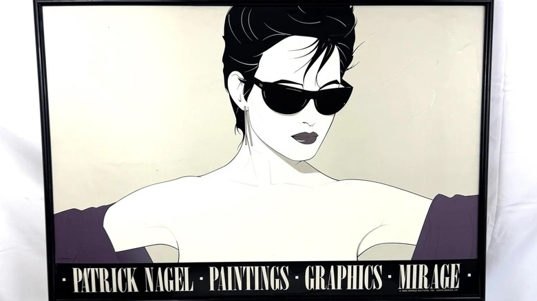 Patrick Nagel print of a woman with sunglasses