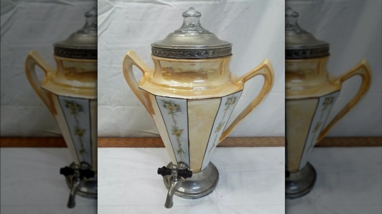 A Royal Rochester Fraunfelter Orange Luster Porcelain coffee percolator