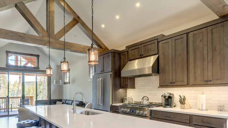space between cabinets and ceiling