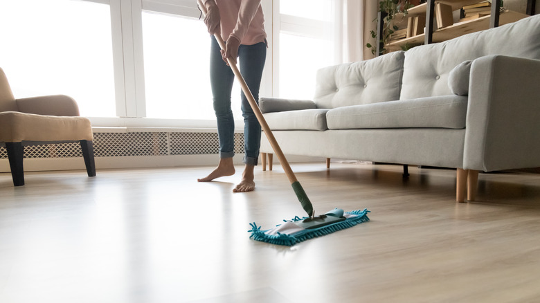 mopping laminate floor clean