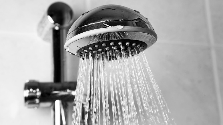 Shower head with hot water flowing