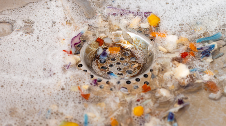 Food scraps in kitchen sink