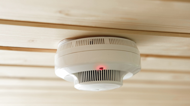 A close-up of a smoke alarm