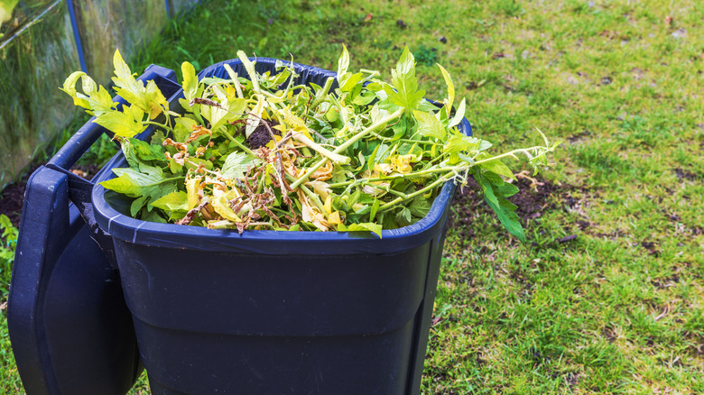 A bin of garden clippings.