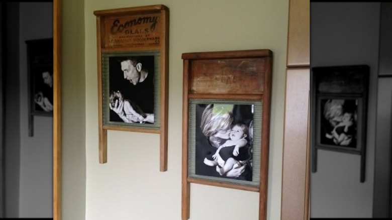 DIY picture frames made from antique washboards