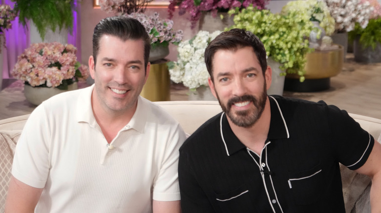 The Property Brothers Drew Scott and Jonathan Scott on a talk show